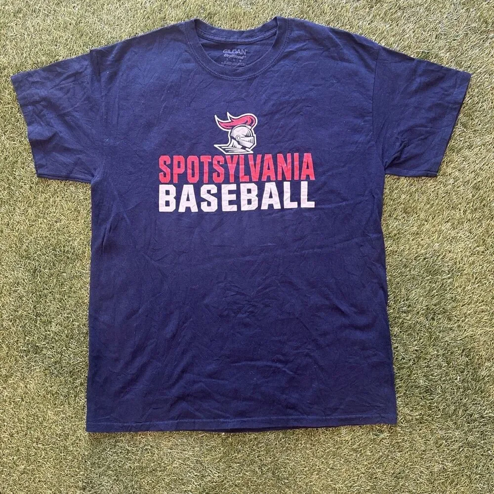 Vintage Y2K Sportsylvania Knights Baseball Graphic Logo Navy Tee Shirt Mens XL - Picture 1 of 8
